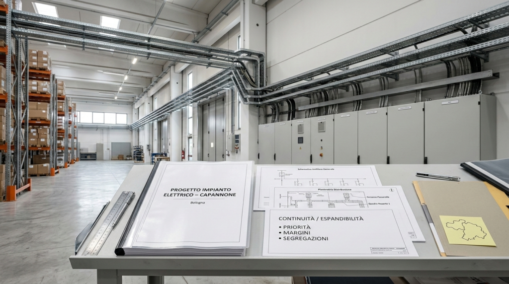 Progettazione impianti elettrici capannoni Bologna