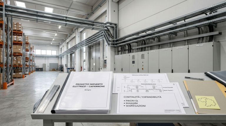 Progettazione impianti elettrici capannoni Bologna